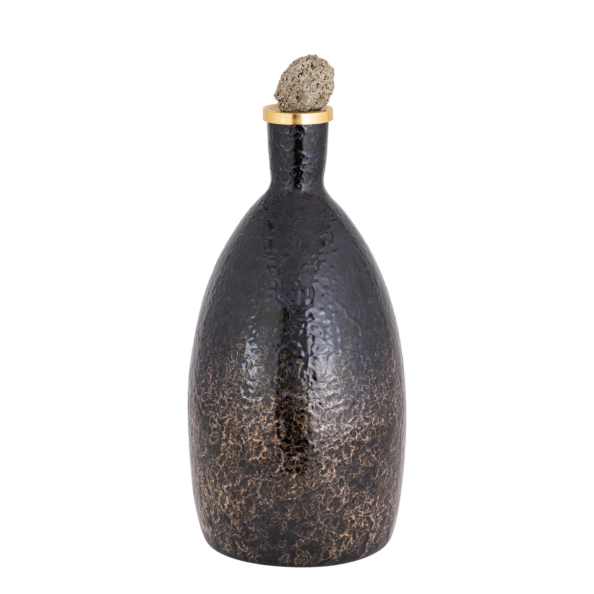 20" Arielle Large Pyrite Stone And Glass Bottle