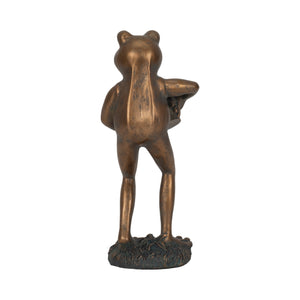 10" Frog With Watering Can, Bronze