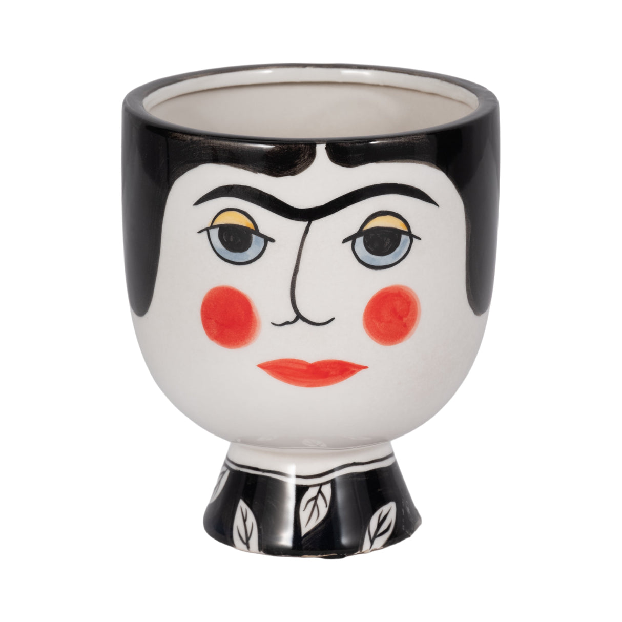 CER, 7"H FRIDA FACE FLOWER VASE, BLK/WHT