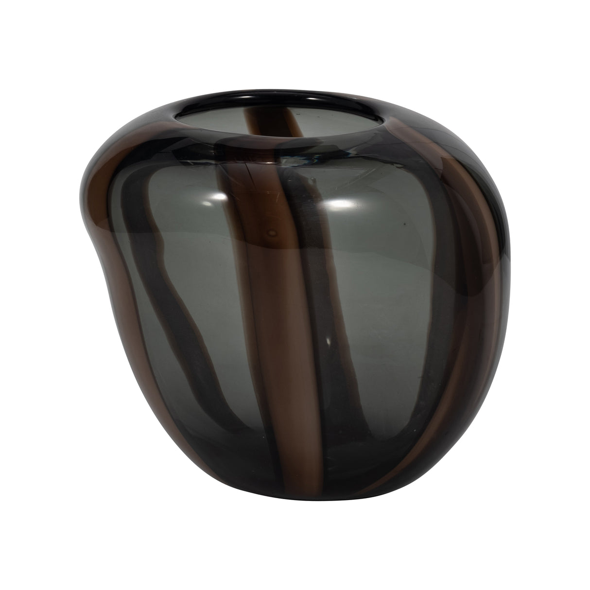 7" Bayle Small Brown Striped Glass Vase