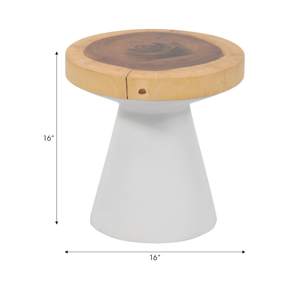 Wood, 16" Accent Table With White Base, Natural/wh