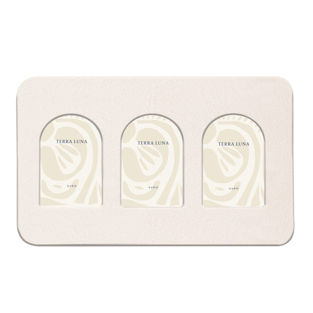 18x11" 3 Collage Photo Frame, Ivory W/ Texture