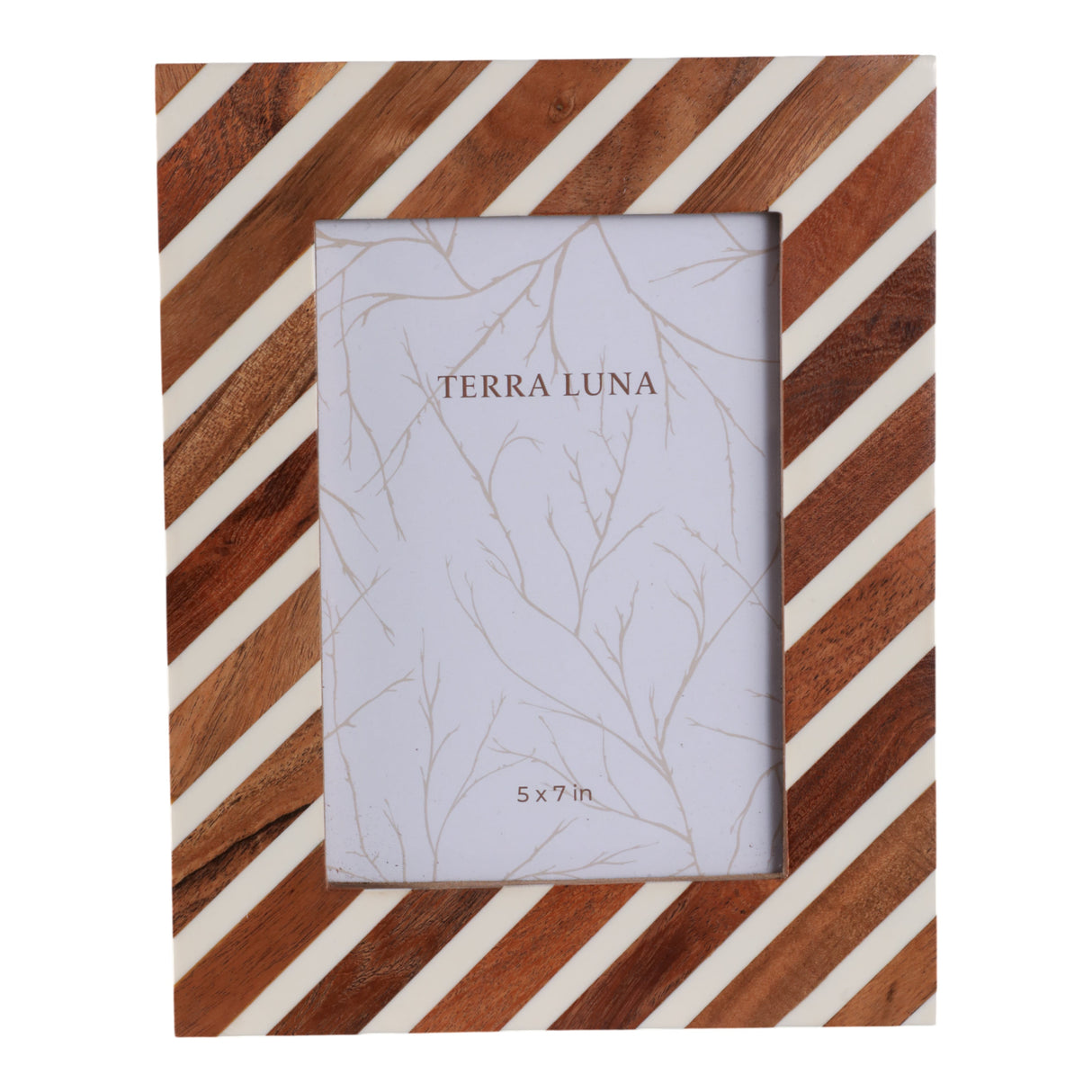 5x7 Diagonal Lines Photo Frame, Natural/ivory
