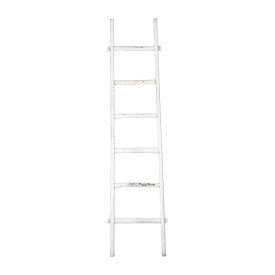 WOODEN , DECORATIVE 76" LADDER, WHITE