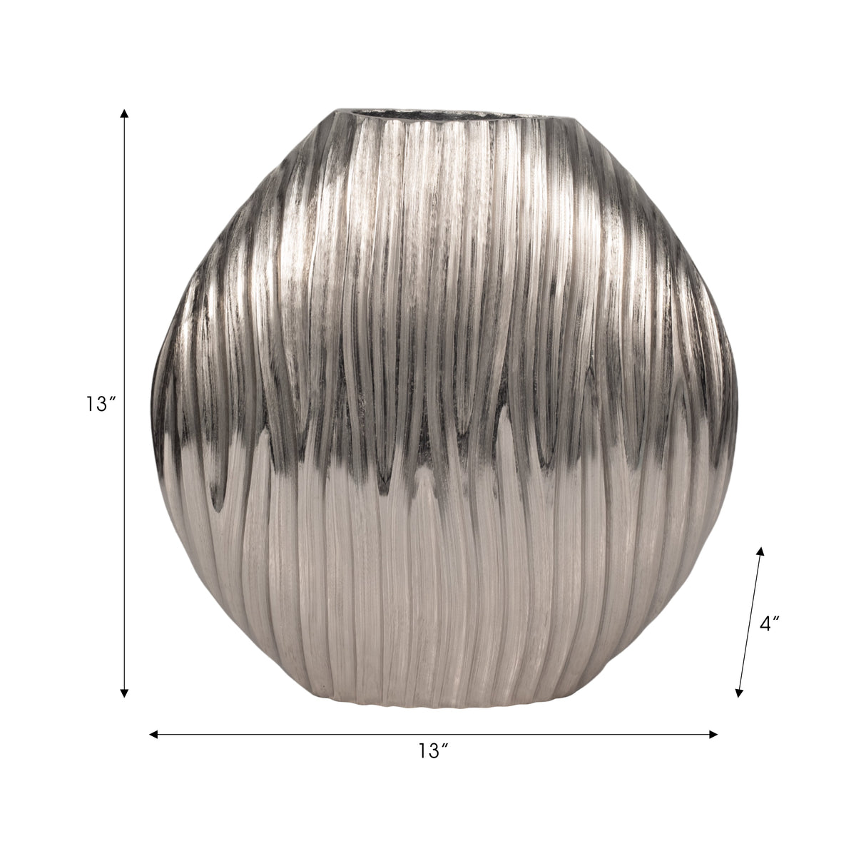 Metal, 13" Forli Medium Silver Vase