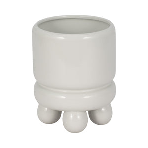 7" Knobby Footed Planter, White