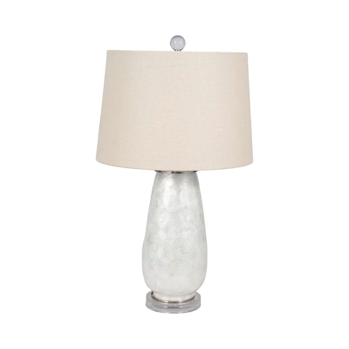 28" Capiz Table Lamp Acrylic Base, Champagne