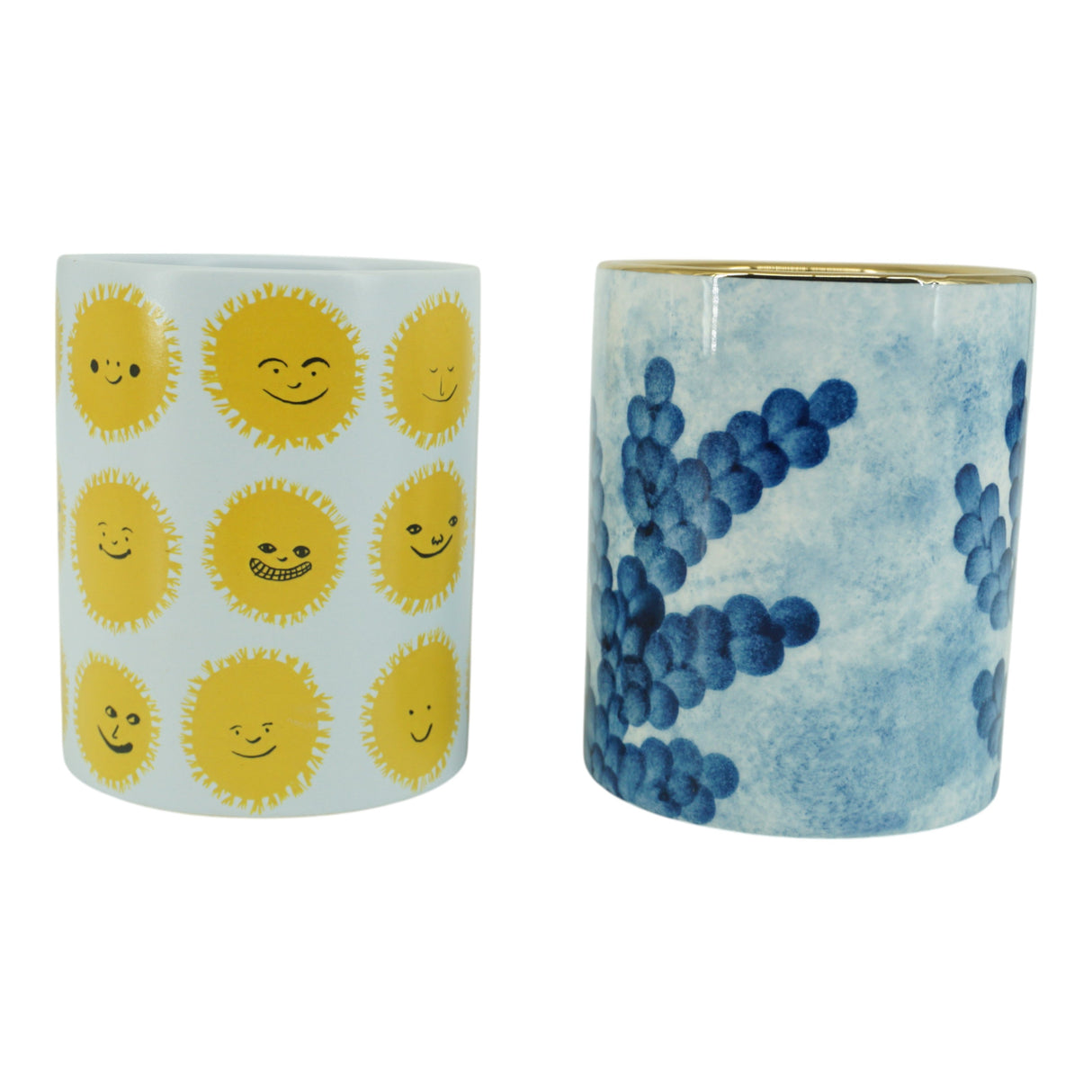 S/2 4" Coral & Sunshine Smiles Pencil Cups, Multi