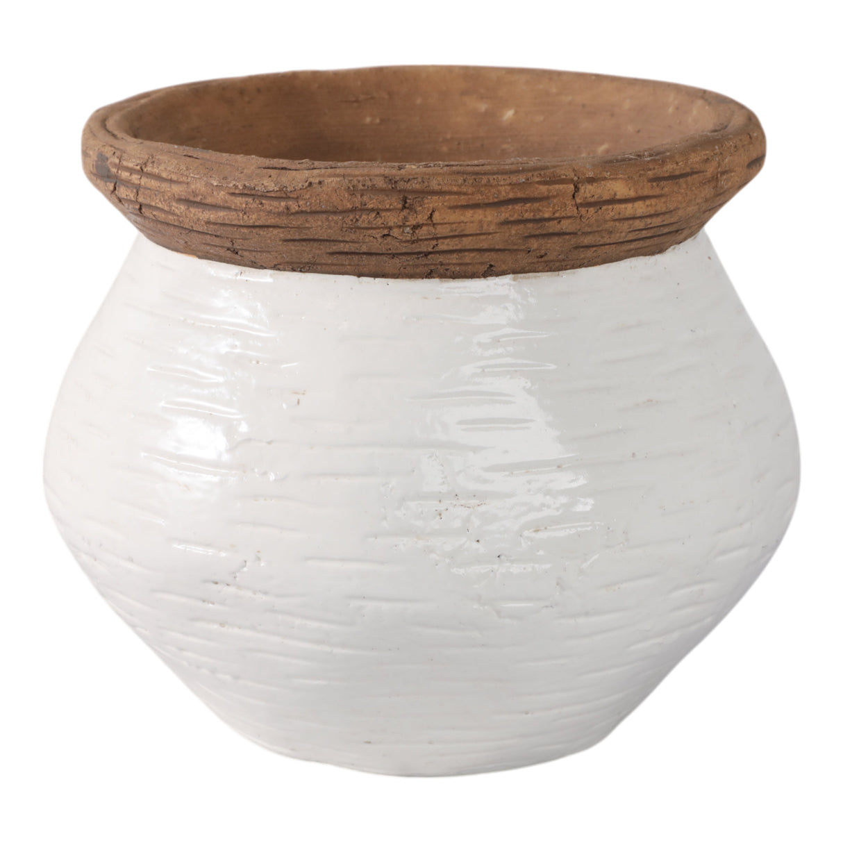 8x8" Tapered Urn Planter, White/tan