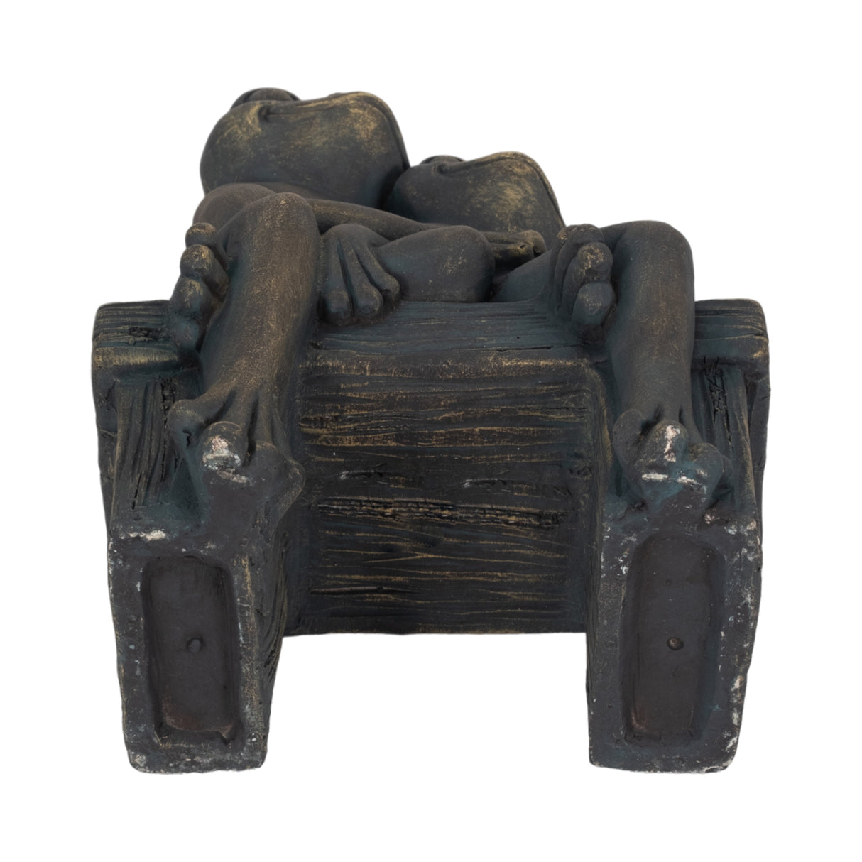 12" Cuddling Frogs On Bench, Bronze