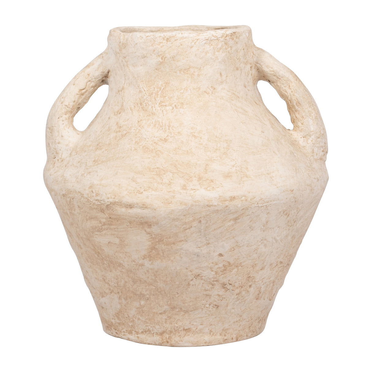 PAPER MACHE, 14" VASE WITH HANDLES, WHITE