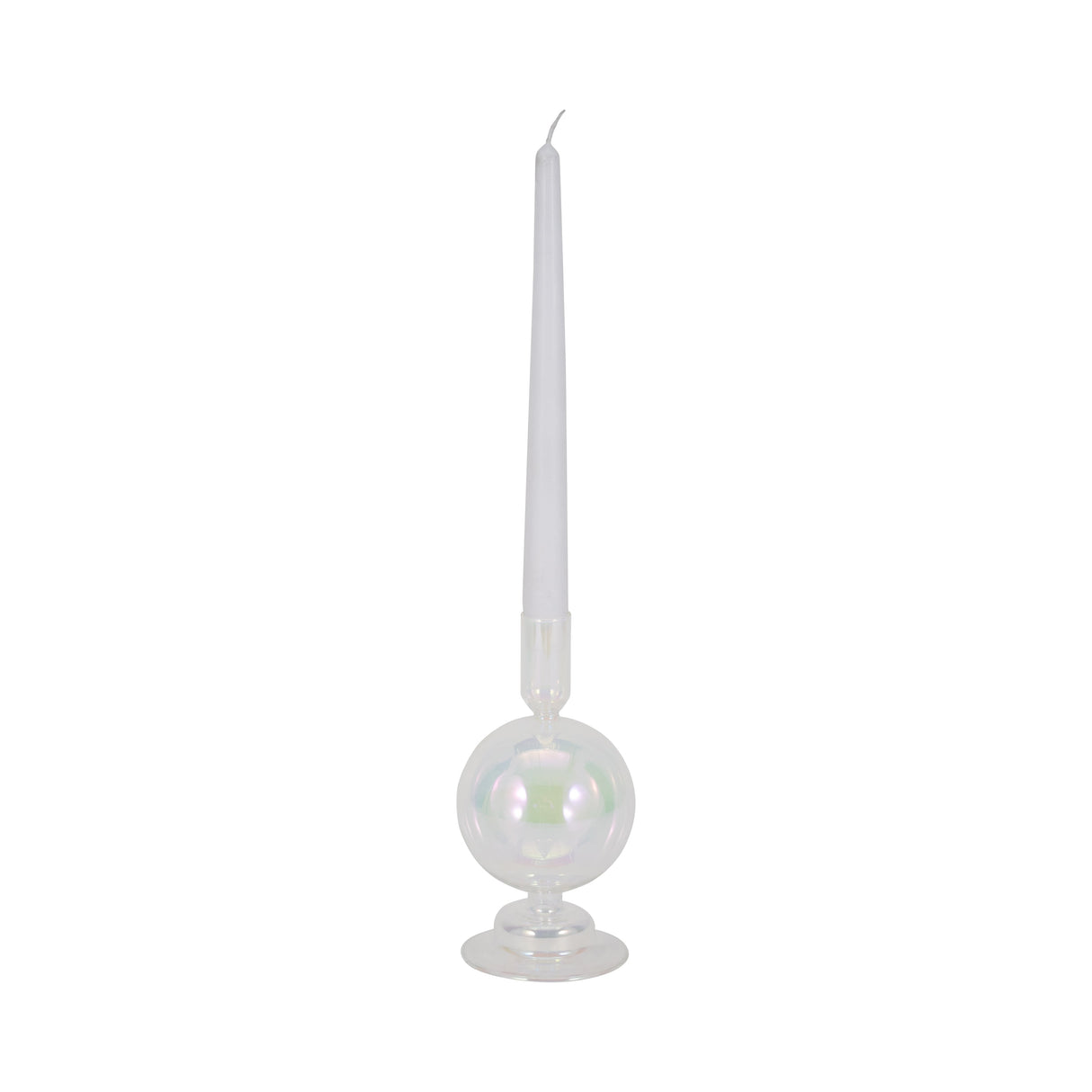 7" Glass Bubble Taper Candle Holder, Luster