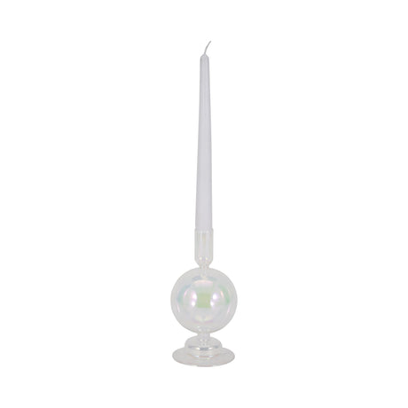 7" Glass Bubble Taper Candle Holder, Luster