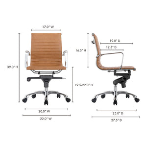 Studio Swivel Office Chair Low Back Tan Vegan Leather