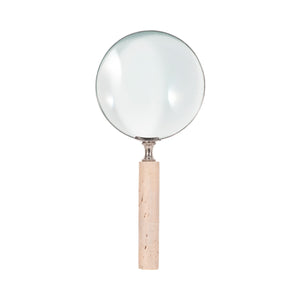 4" Travertine Handle Magnifying Glass, Tan