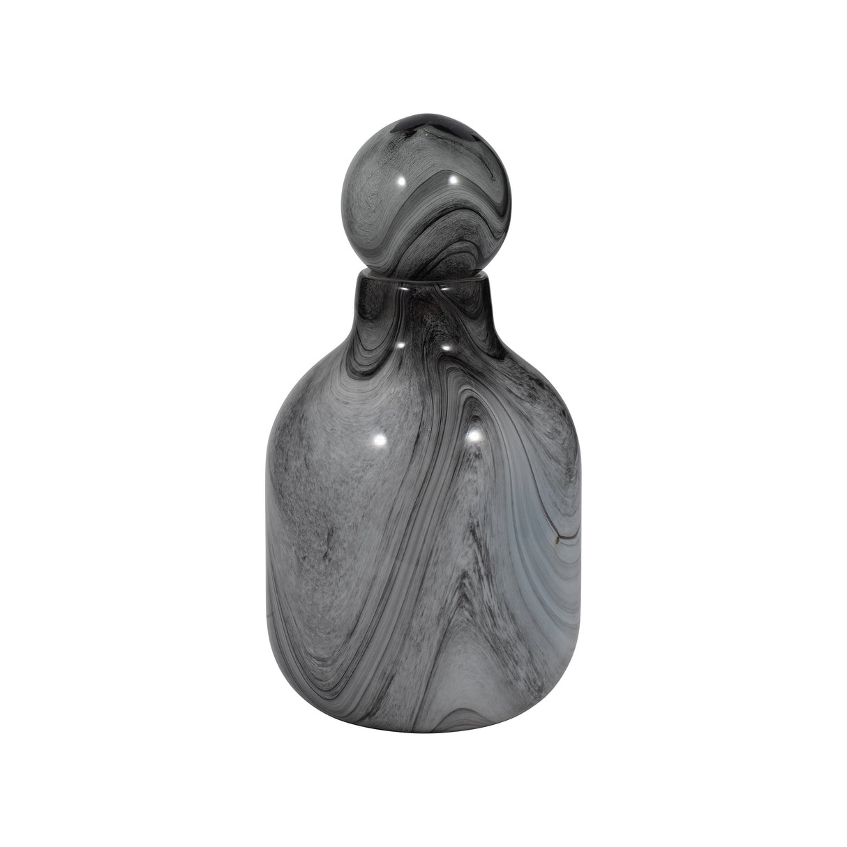 13" Katrina Gray Swirl Lidded Glass Bottle