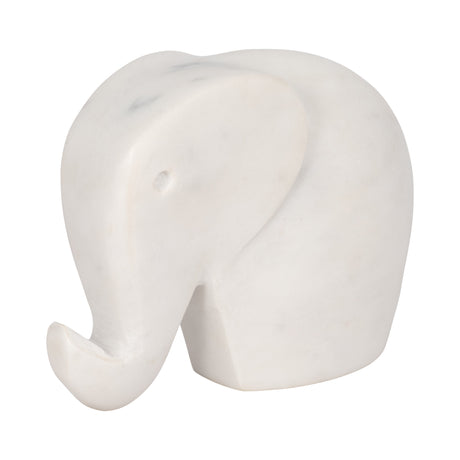 6" Trunk Up Marble Elephant, White