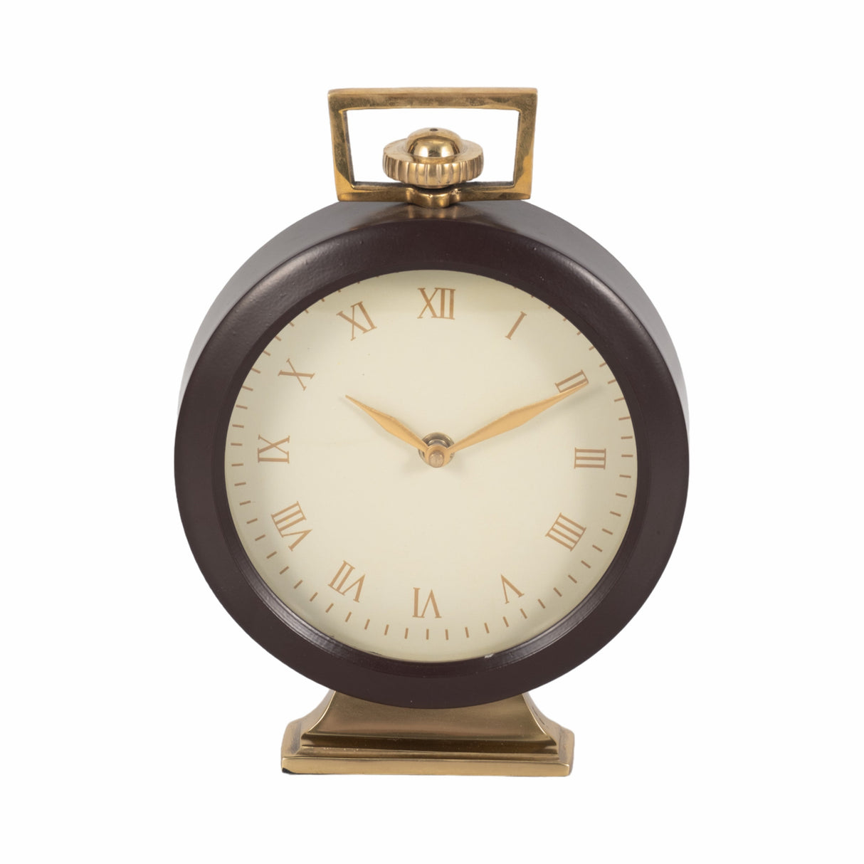 9" Jansen Gold And Brown Desk Clock