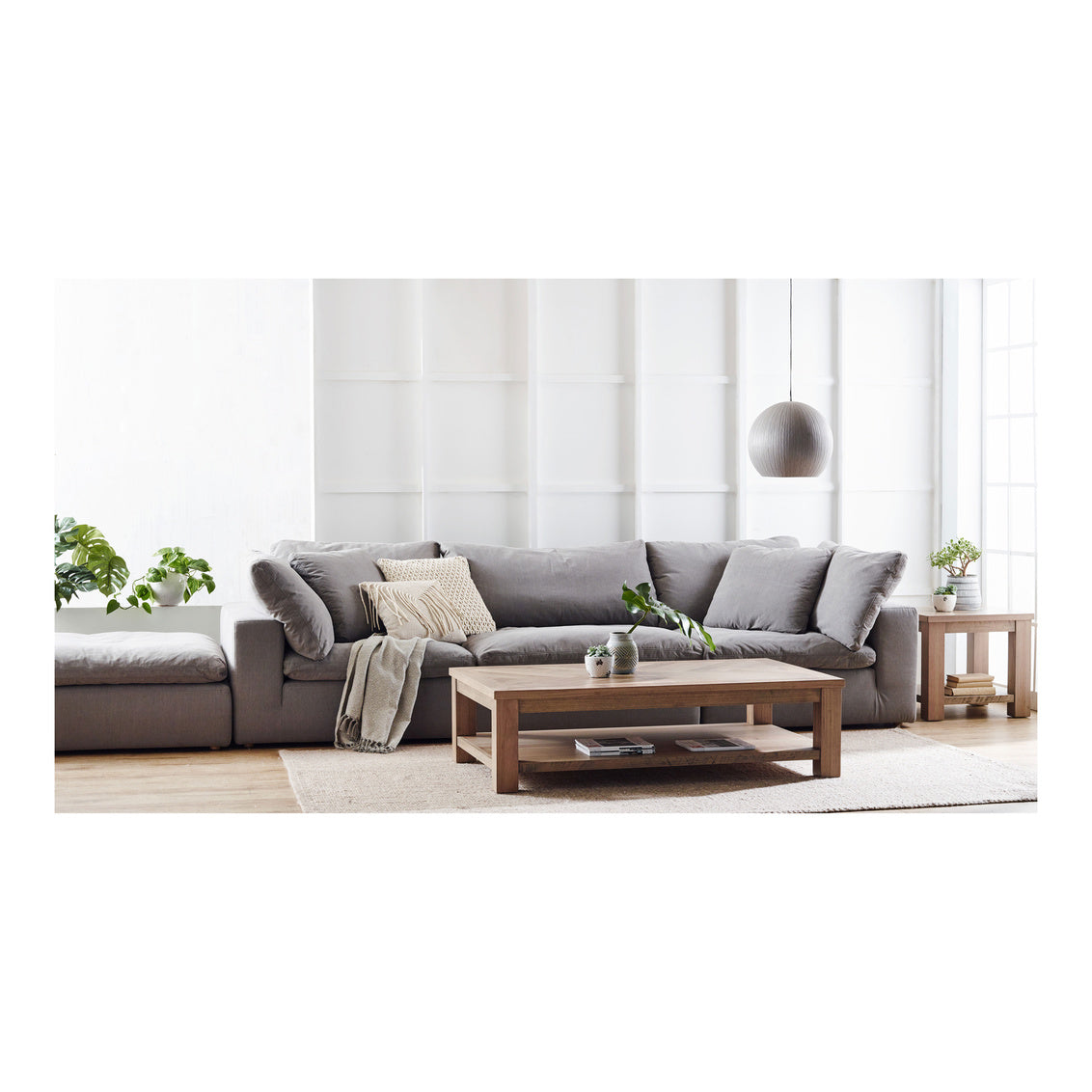 *Clay Modular Sectional Livesmart Fabric Light Grey