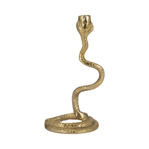 13" Snake Taper Candle Holder, Gold