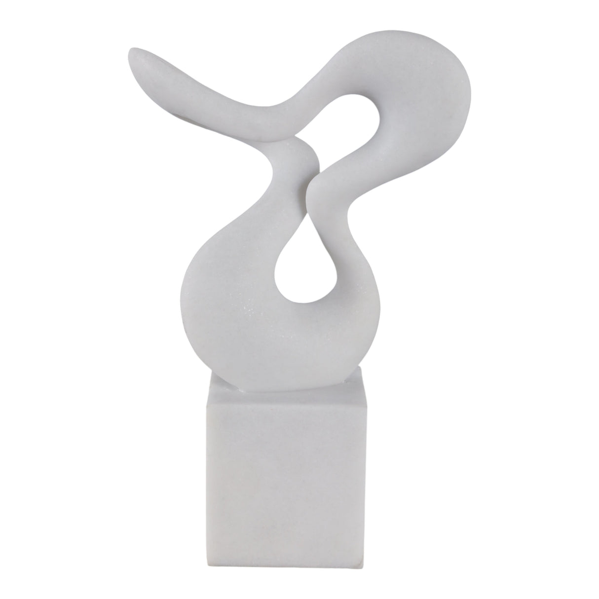 12x7" Abstract Resin Sculpture On Base, White