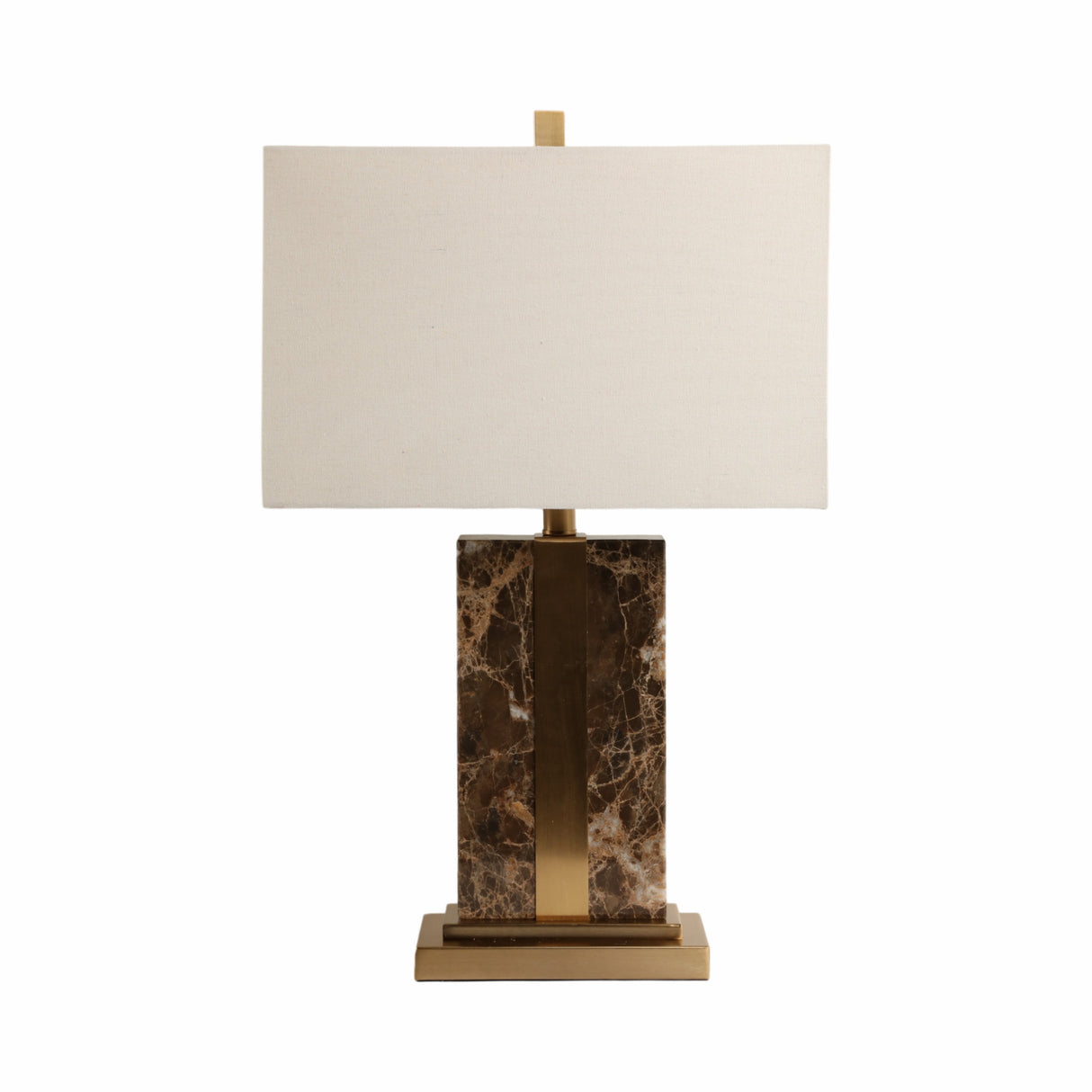 26x16" Rectangle Marble Lamp W/ Antique Brass, Bro