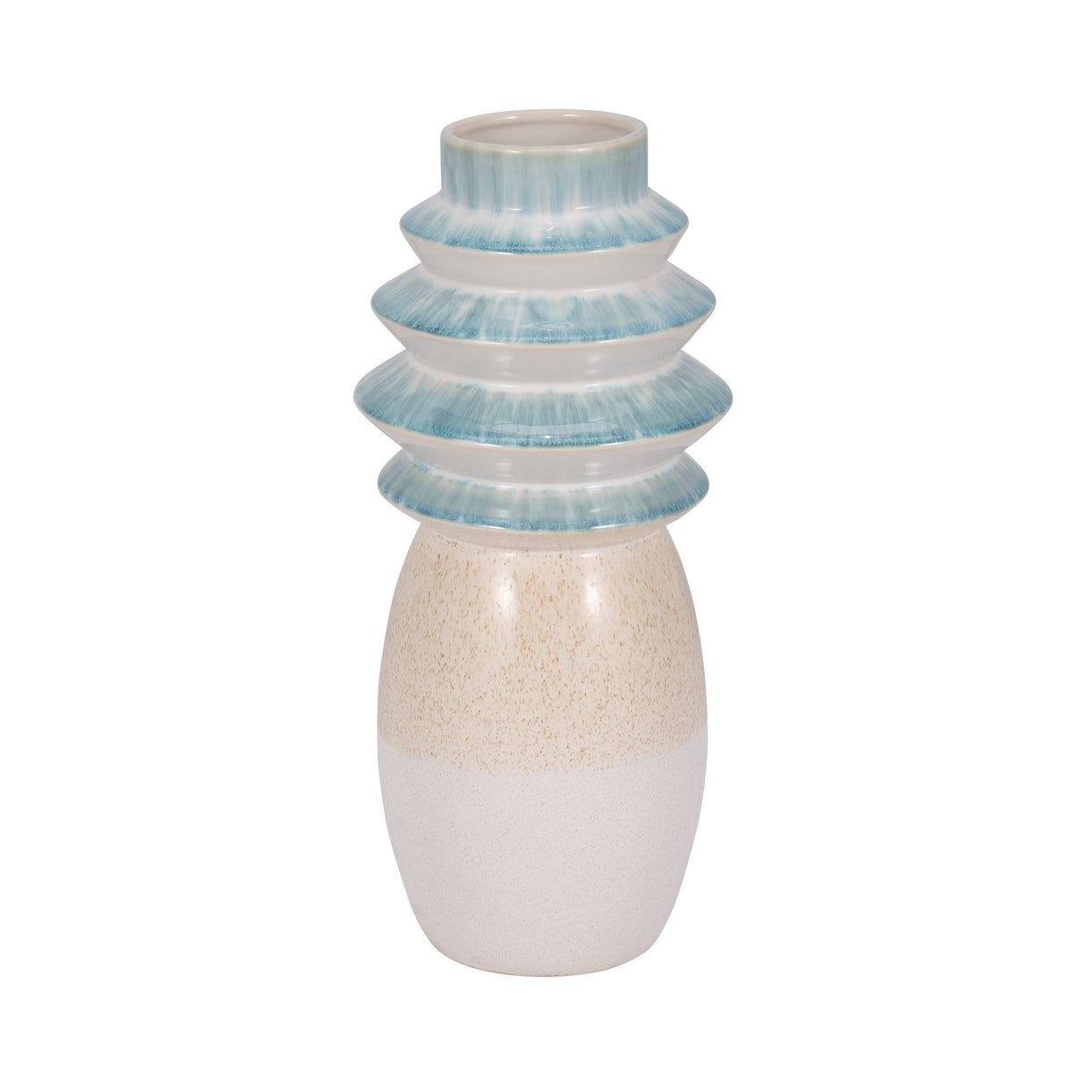 15" Fluted Top Vase Reactive Finish, Multi