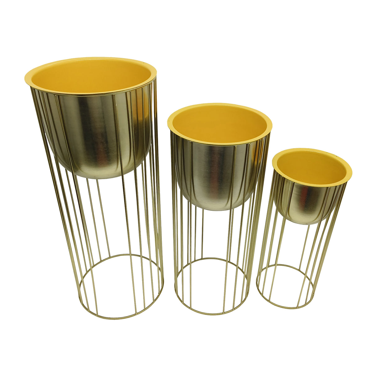 Metal, S/3 16/20/24" Raised Planters, Gold