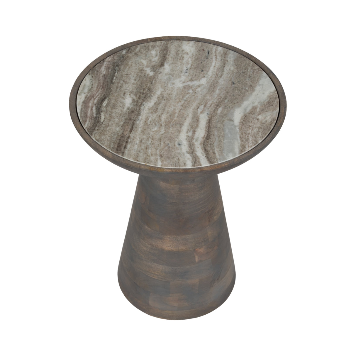 20" Wood Accent Table Baslana Marble Top, Grey