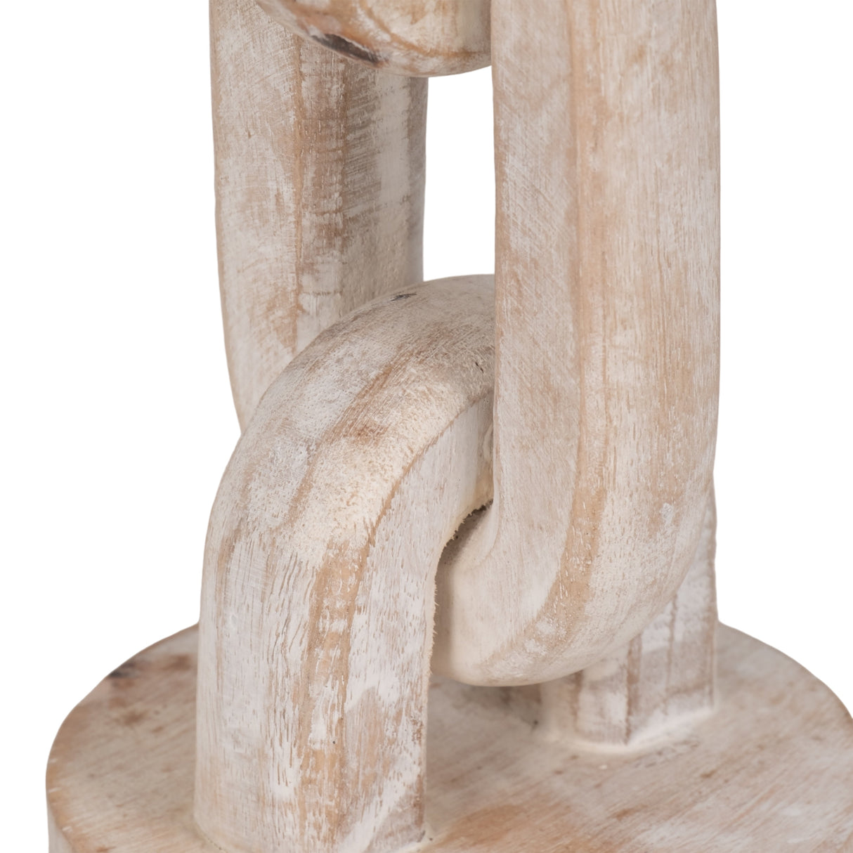 Wood, 8" Chain Pillar Candle Holder, White