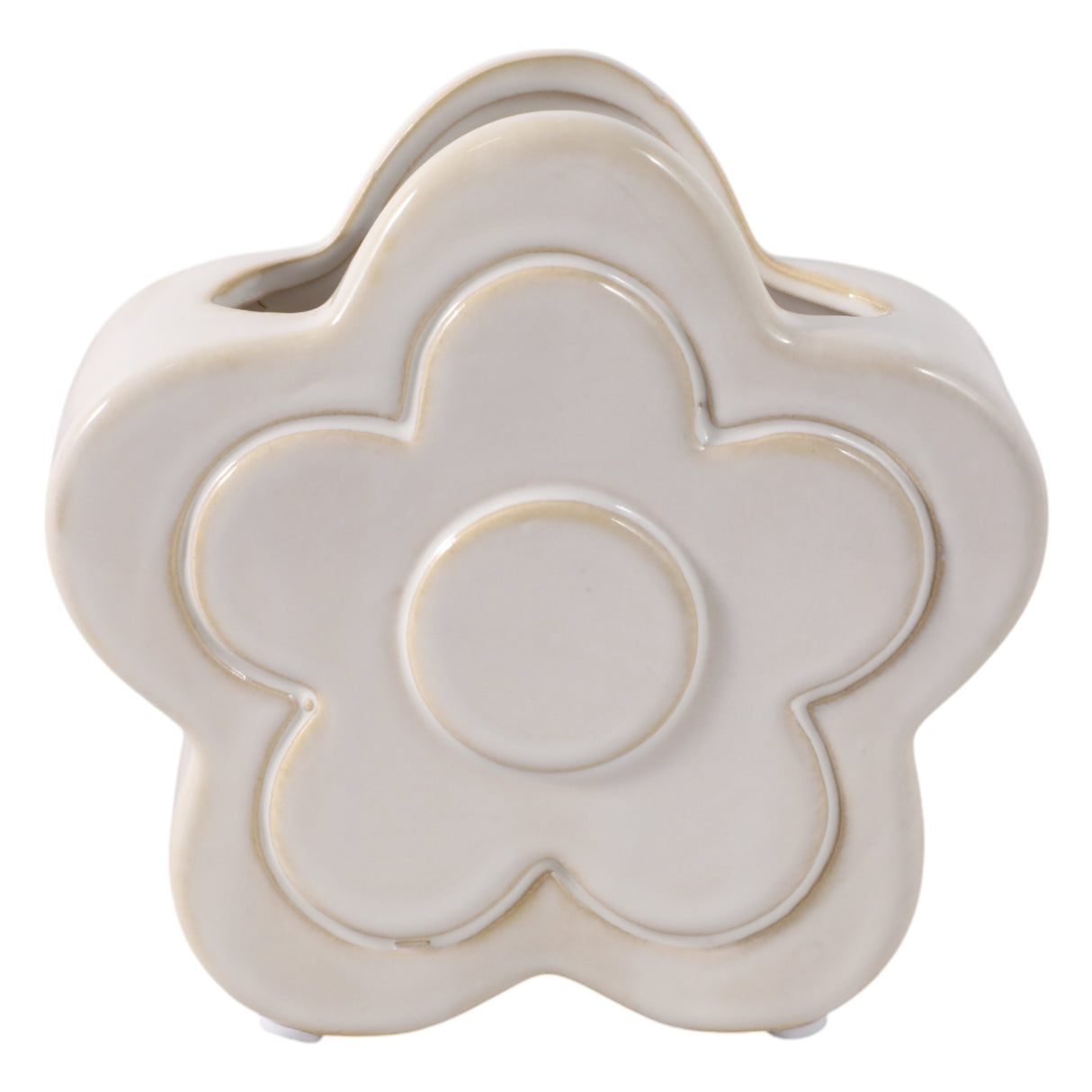5" Flower Power Pencil Cup, Ivory
