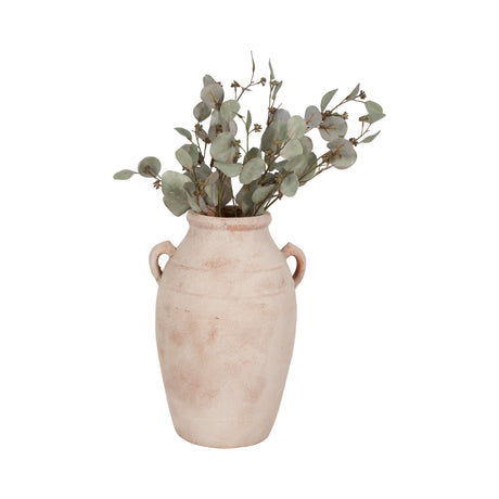 19" Weathered Terracotta Vase, White/natural