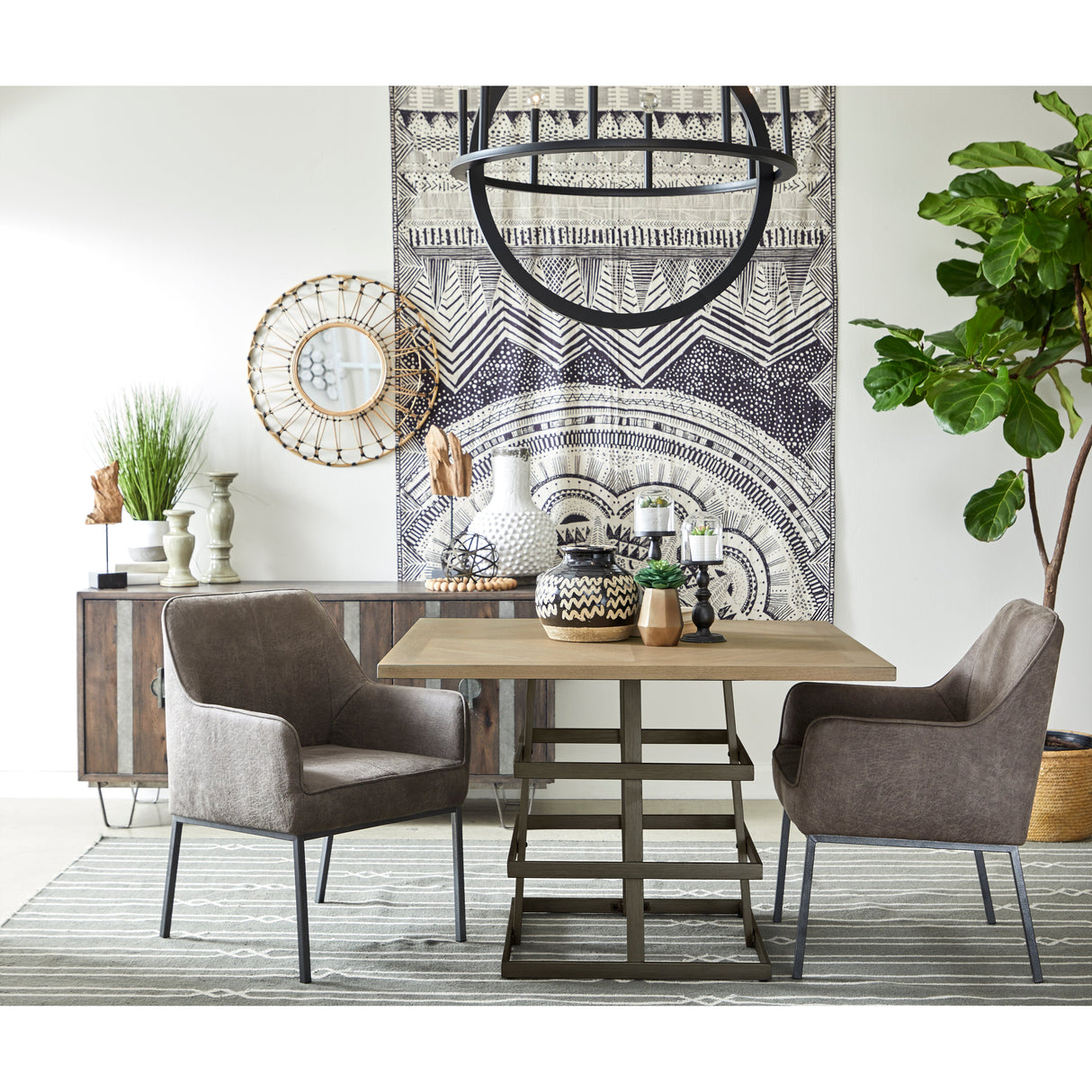 Square Metal Strap Dining Table