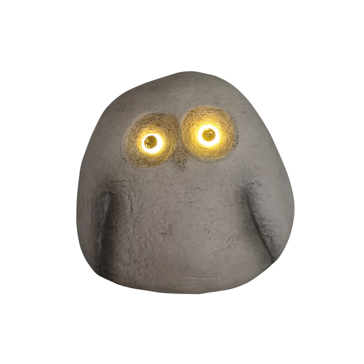 13" Chubby Owl With Solar Eyes, Grey