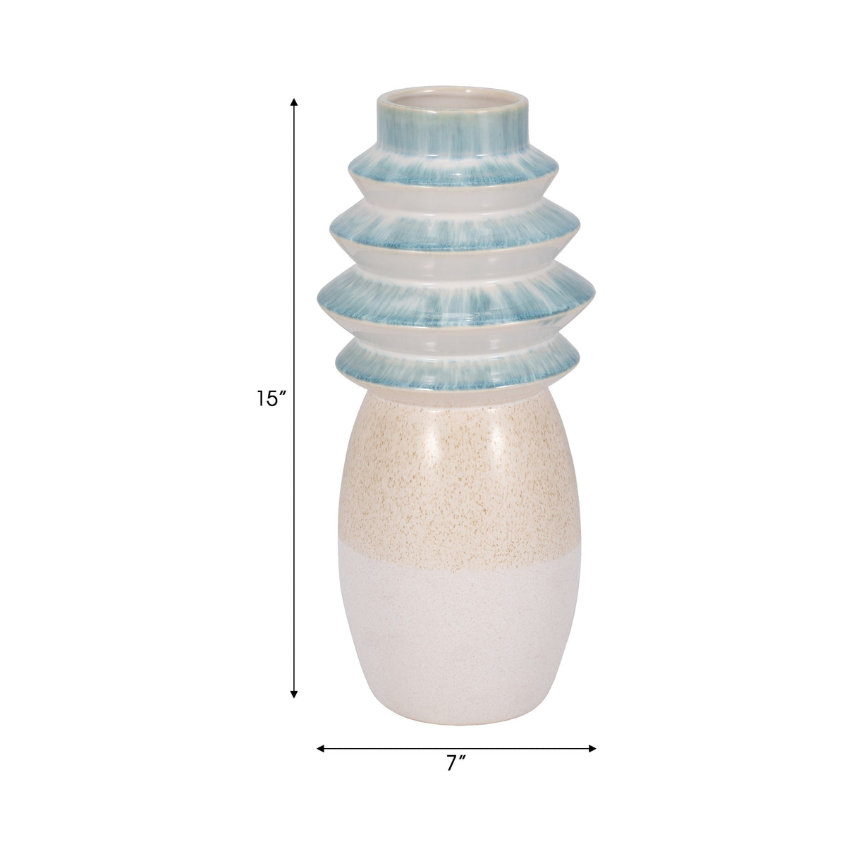 15" Fluted Top Vase Reactive Finish, Multi