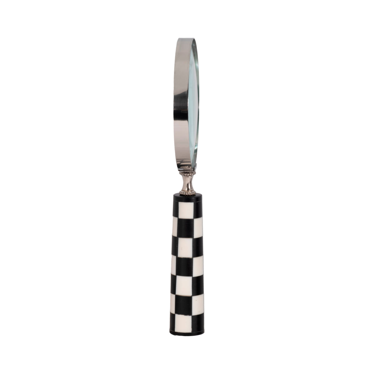 4" Checkerboard Handle Magnifying Glass, Black/whi