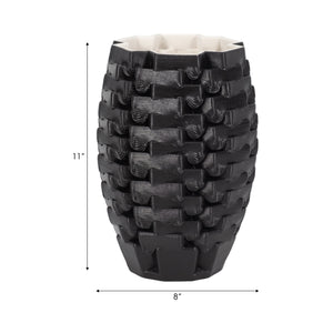 11" Ellesmere 3d Printed Vase, Black