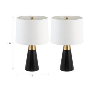 Metal,s/2,23"h,2tone Cone Tbl Lamps,blk/gld