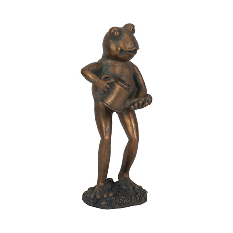 10" Frog With Watering Can, Bronze