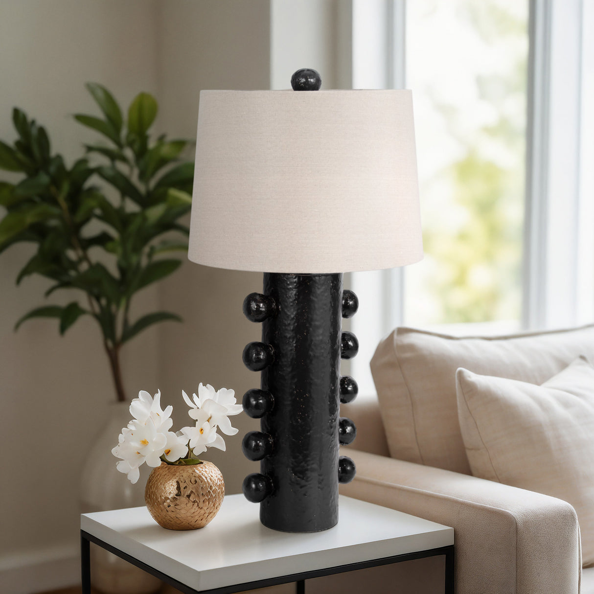 31" Tall Knobby Table Lamp, Black