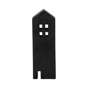 12" Wood House Decor, Black