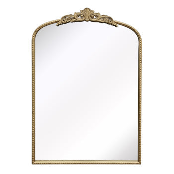 36" Fleur Applique Arch Mirror, Gold Wb