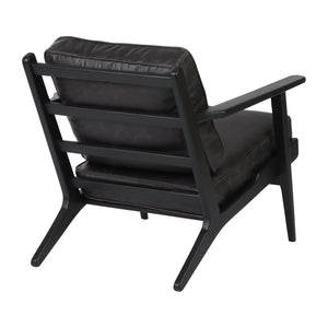 33" Andromeda Top Grain Leather Accent Chair, Blk