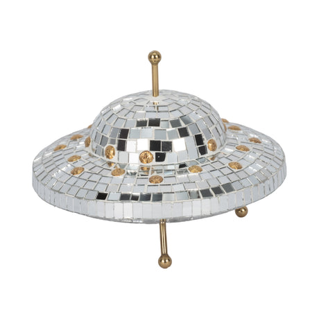 8" Mosaic Disco Spaceship, Silver