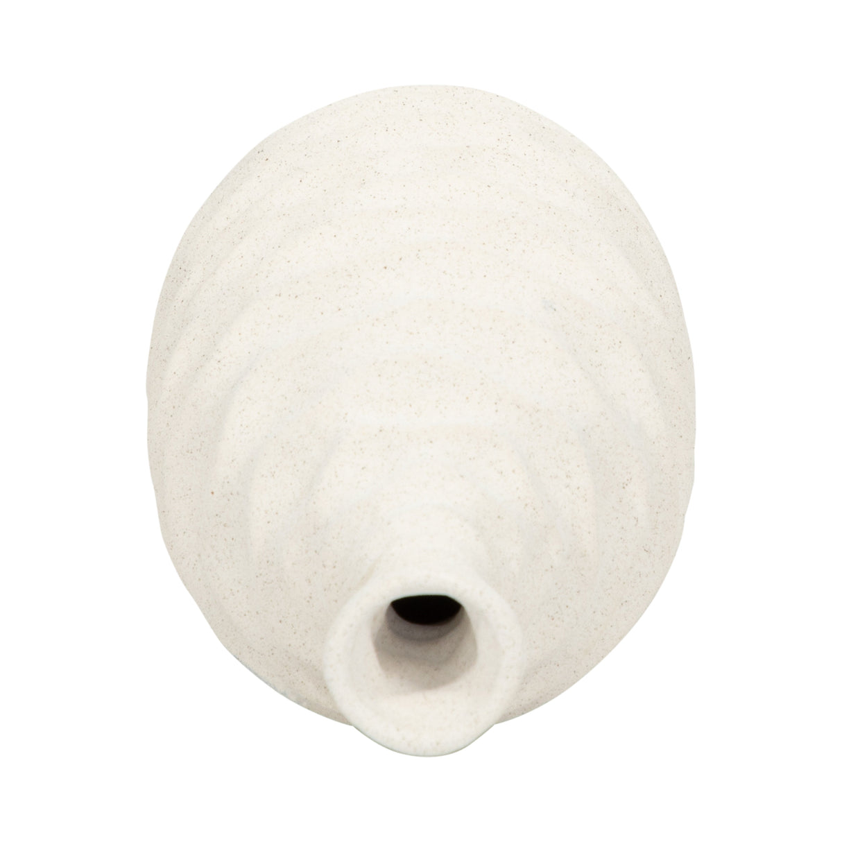 11" Horizontal Ribbon Vase Sand Texture, White