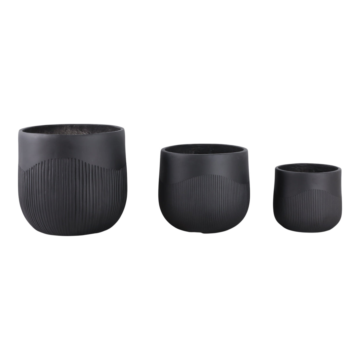S/3 11/14/18" Resin Planters With Wavy Ribbing, Bl
