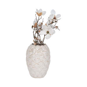 13" Seashells Vase, White