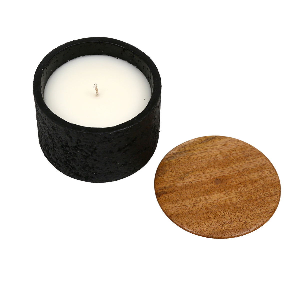 4" 7 Oz Balsam & Myrrh Footed Candle With Lid, Blk