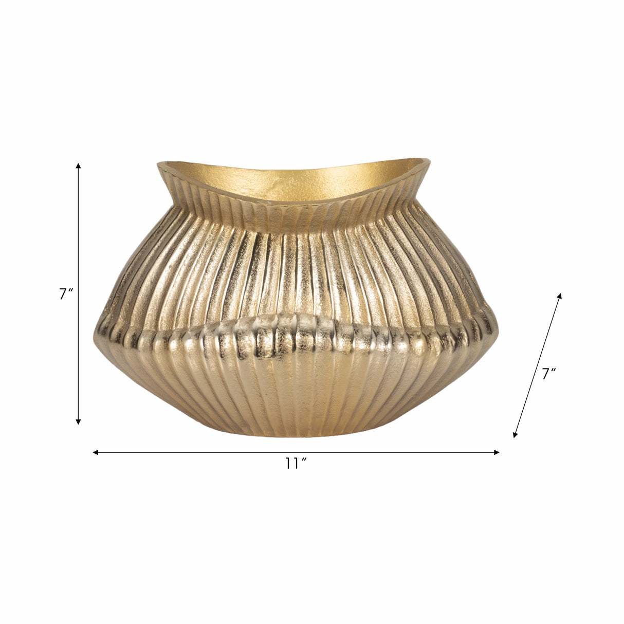 11" Balina Metal Boat Shaped Vase, Gold