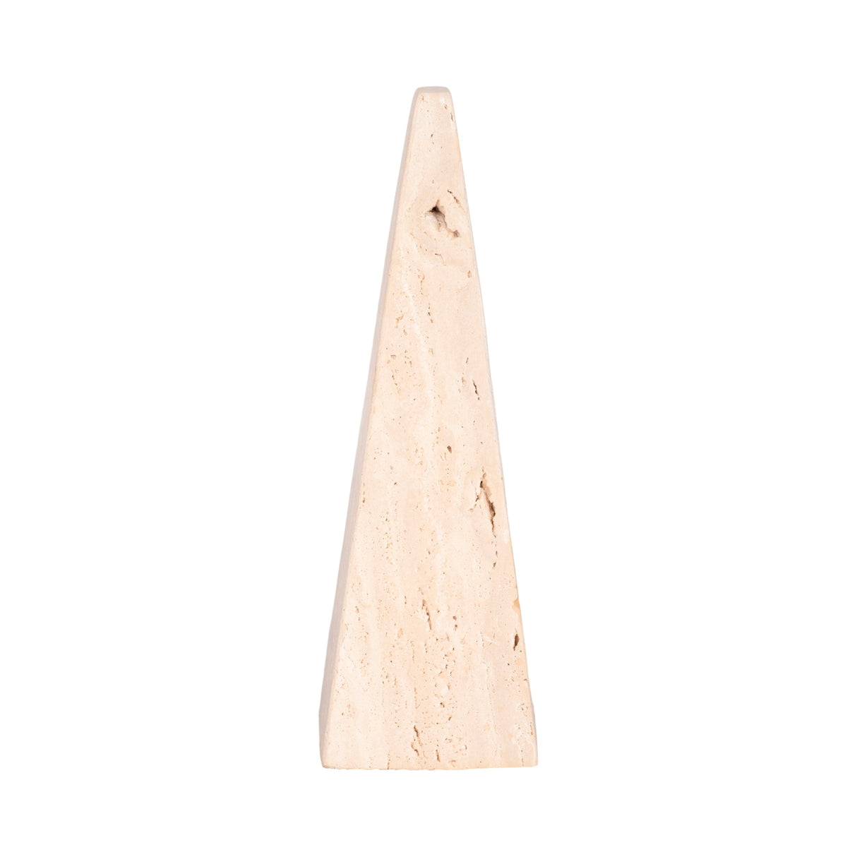 12" Travertine Obelisk, Tan